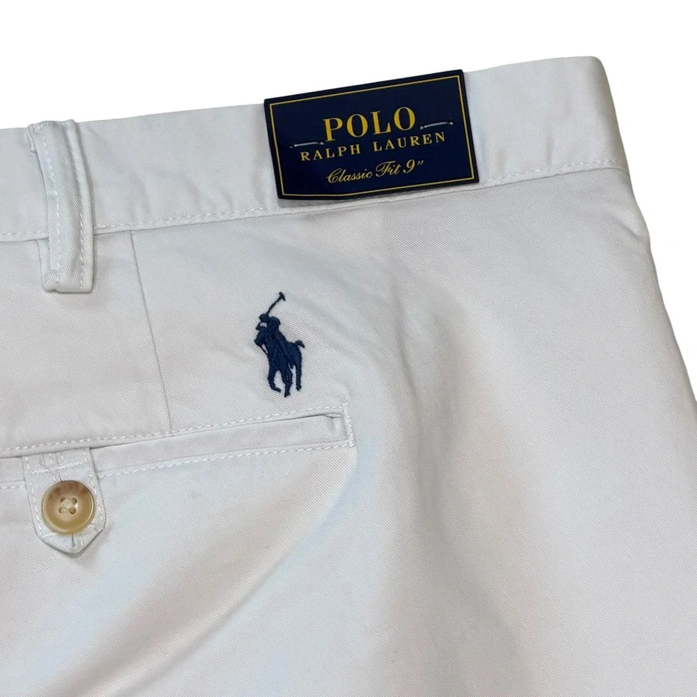 Polo Ralph Lauren Mens‎ White Classic Fit 9 Inch Stretch Chino Shorts 54B New